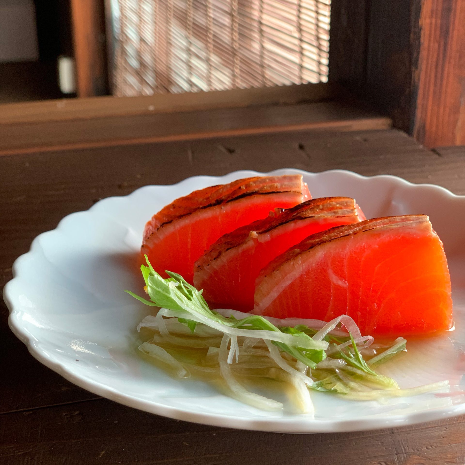 Shinshu Salmon Aburi with Homemade Ponzu Sauce Sake at Home